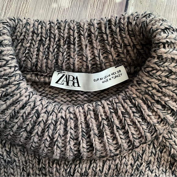 Zara Mockneck Pullover Sweater Asymmentrical Front Buttons - Picture 7 of 11